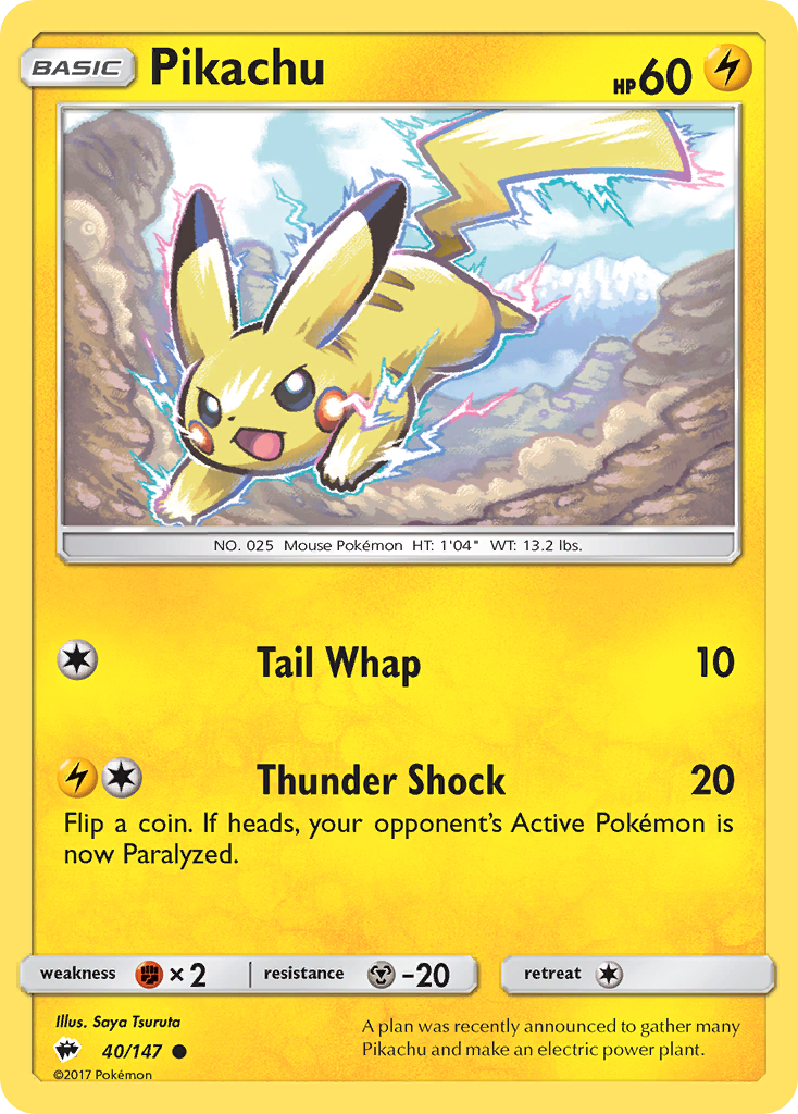 Pikachu (40/147) [Sun & Moon: Burning Shadows] Reverse Holofoil