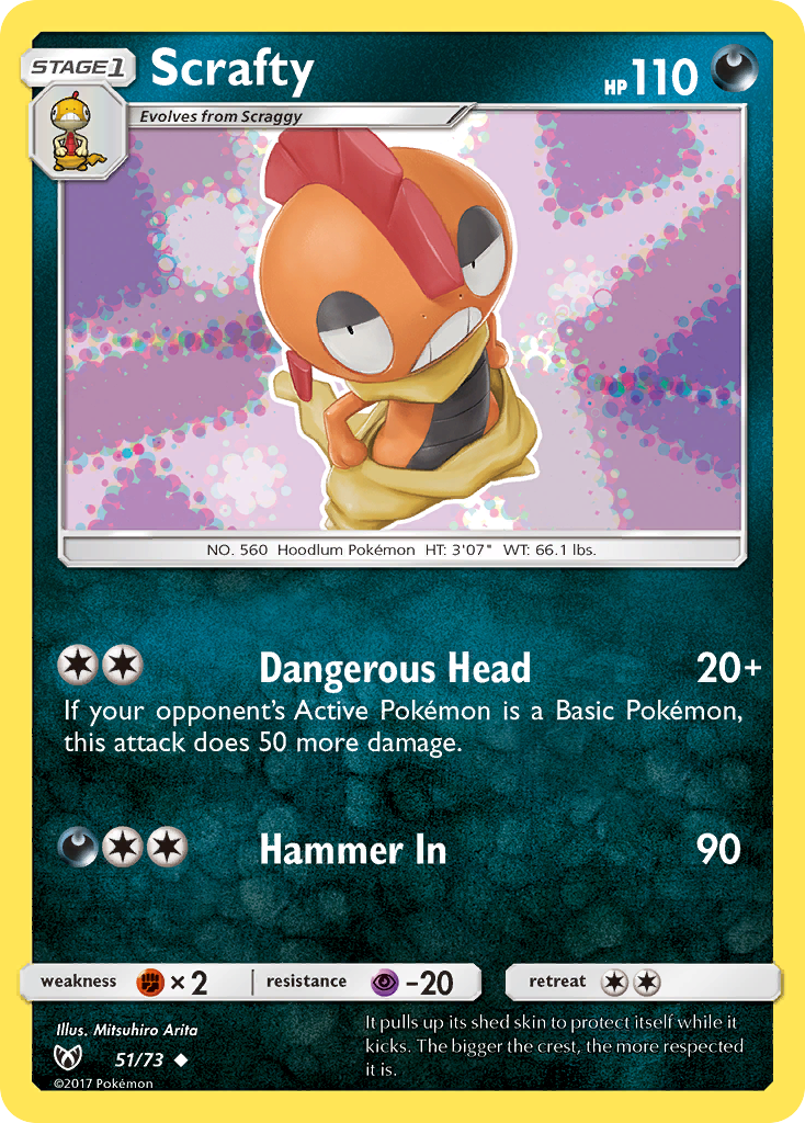 Scrafty (51/73) [Sun & Moon: Shining Legends] Reverse Holofoil