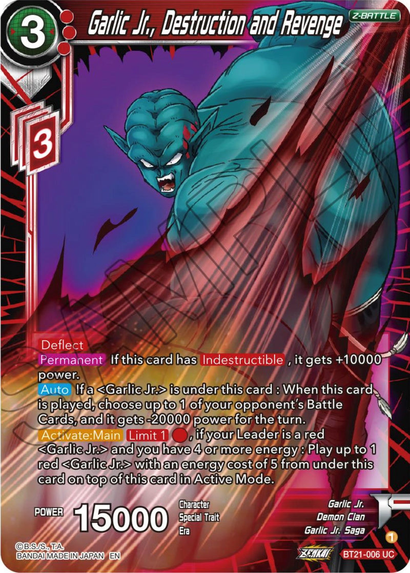 Garlic Jr., Destruction and Revenge (BT21-006) [Wild Resurgence] Parallel Foil