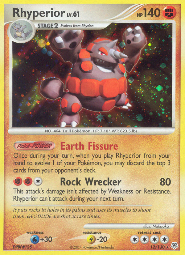 Rhyperior (12/130) [Diamond & Pearl: Base Set] Reverse Holofoil
