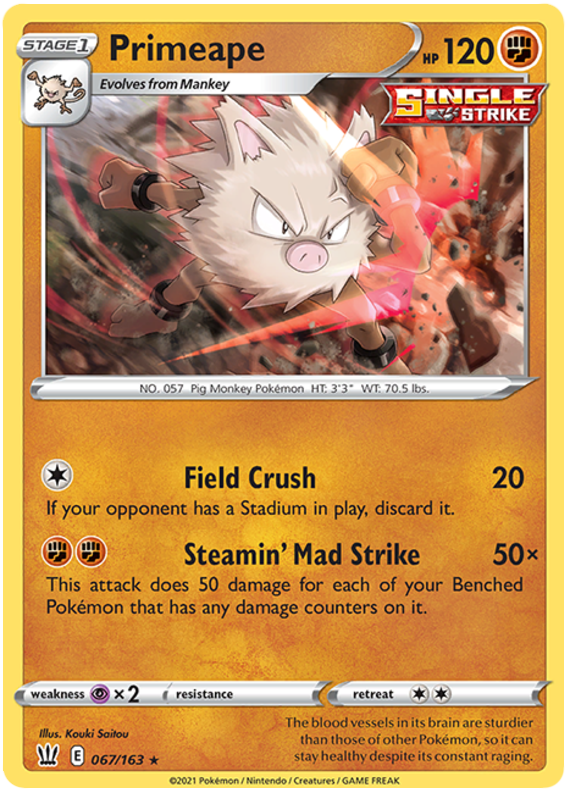 Primeape (067/163) [Sword & Shield: Battle Styles] Reverse Holofoil