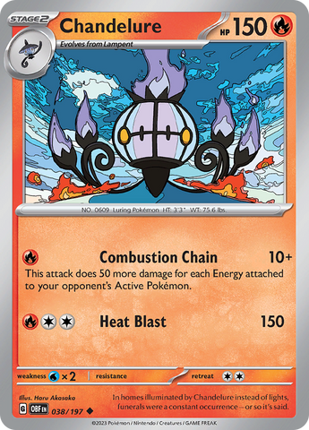 Chandelure (038/197) [Scarlet & Violet: Obsidian Flames] Reverse Holofoil