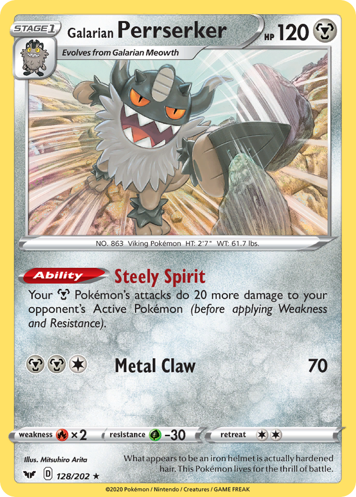 Galarian Perrserker (128/202) [Sword & Shield: Base Set] Reverse Holofoil