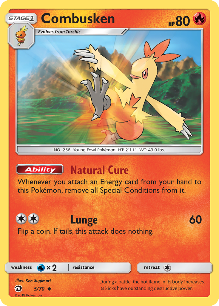 Combusken (5/70) [Sun & Moon: Dragon Majesty] Reverse Holofoil