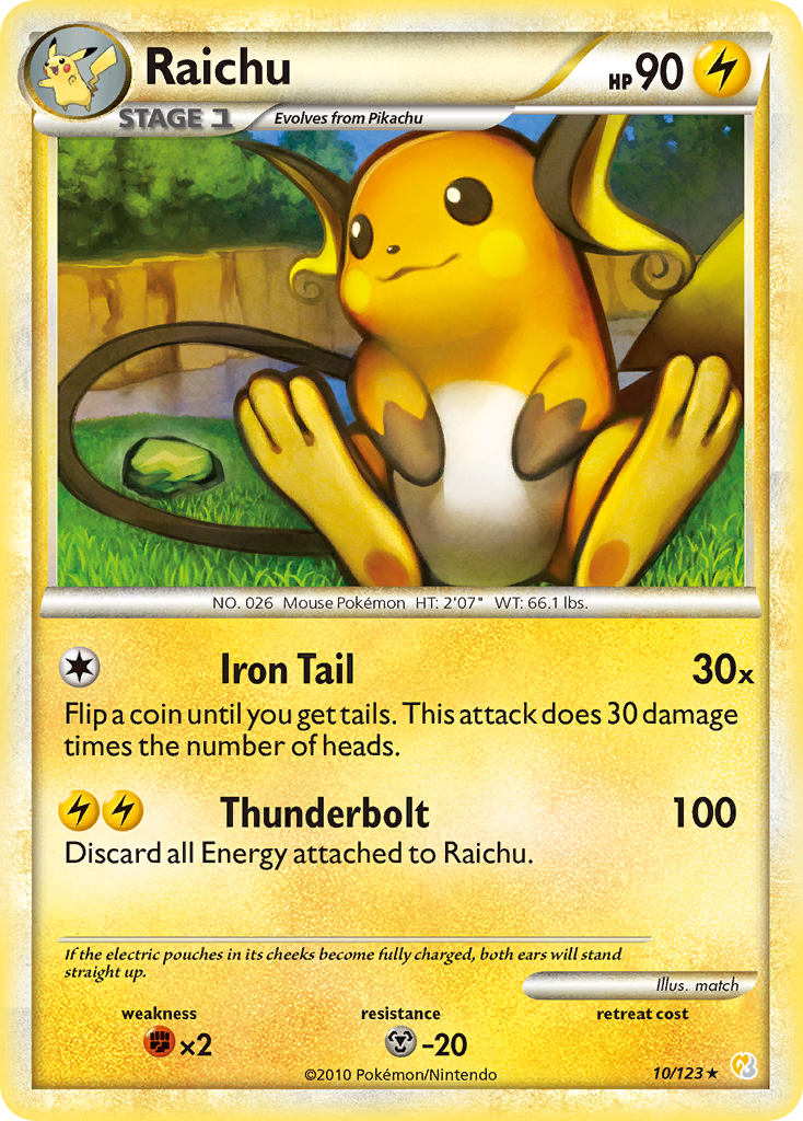 Raichu (10/123) [HeartGold & SoulSilver: Base Set] Reverse Holofoil