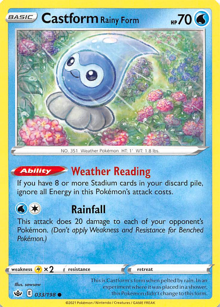 Castform Rainy Form (033/198) [Sword & Shield: Chilling Reign] Reverse Holofoil