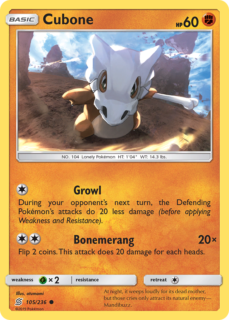 Cubone (105/236) [Sun & Moon: Unified Minds] Reverse Holofoil