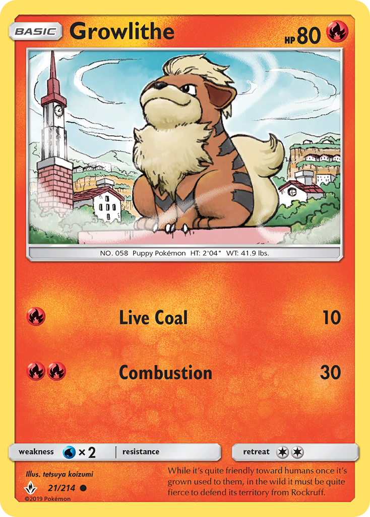 Growlithe (21/214) [Sun & Moon: Unbroken Bonds] Reverse Holofoil