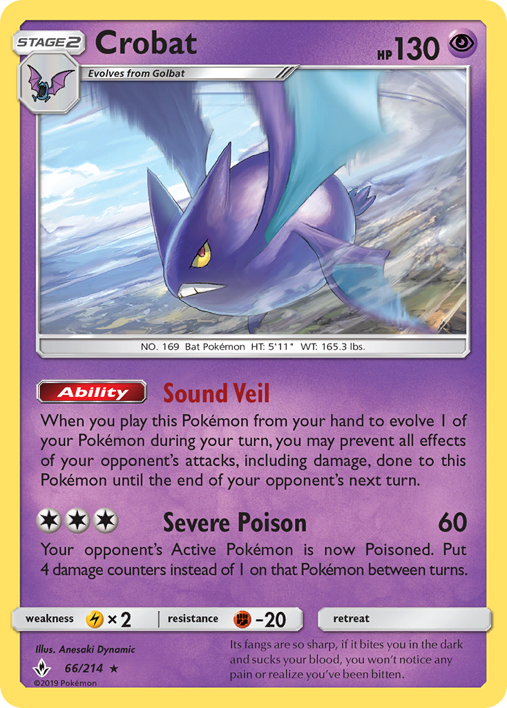 Crobat (66/214) [Sun & Moon: Unbroken Bonds] Reverse Holofoil