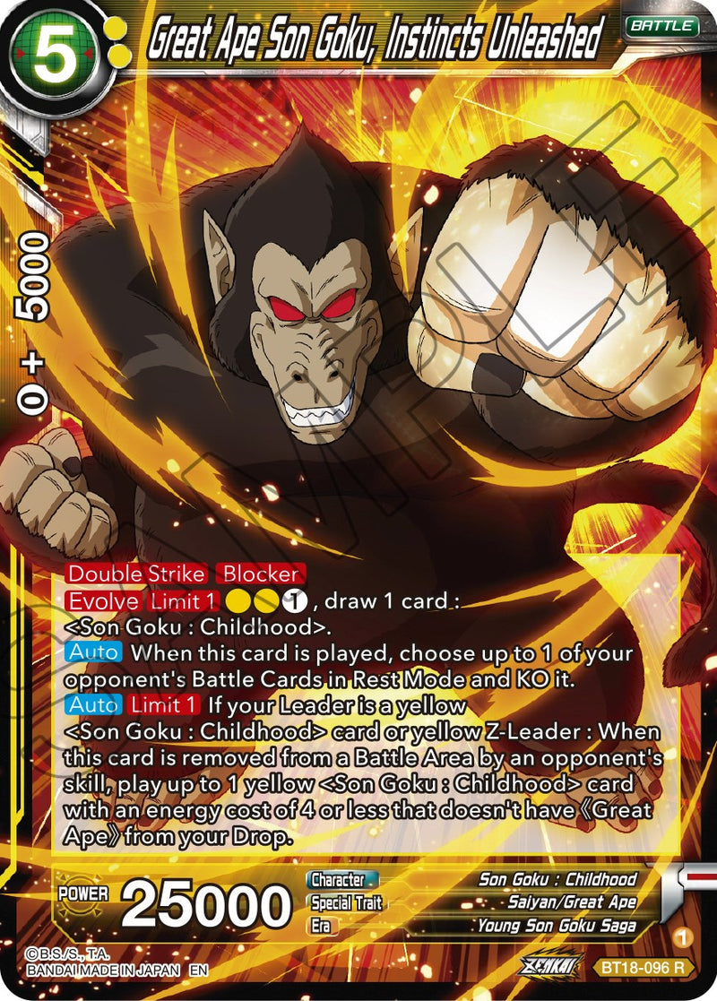 Great Ape Son Goku, Instincts Unleashed (BT18-096) [Dawn of the Z-Legends] Parallel Foil
