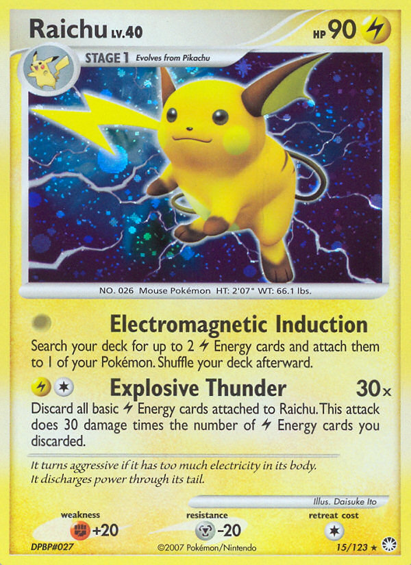 Raichu (15/123) [Diamond & Pearl: Mysterious Treasures] Reverse Holofoil