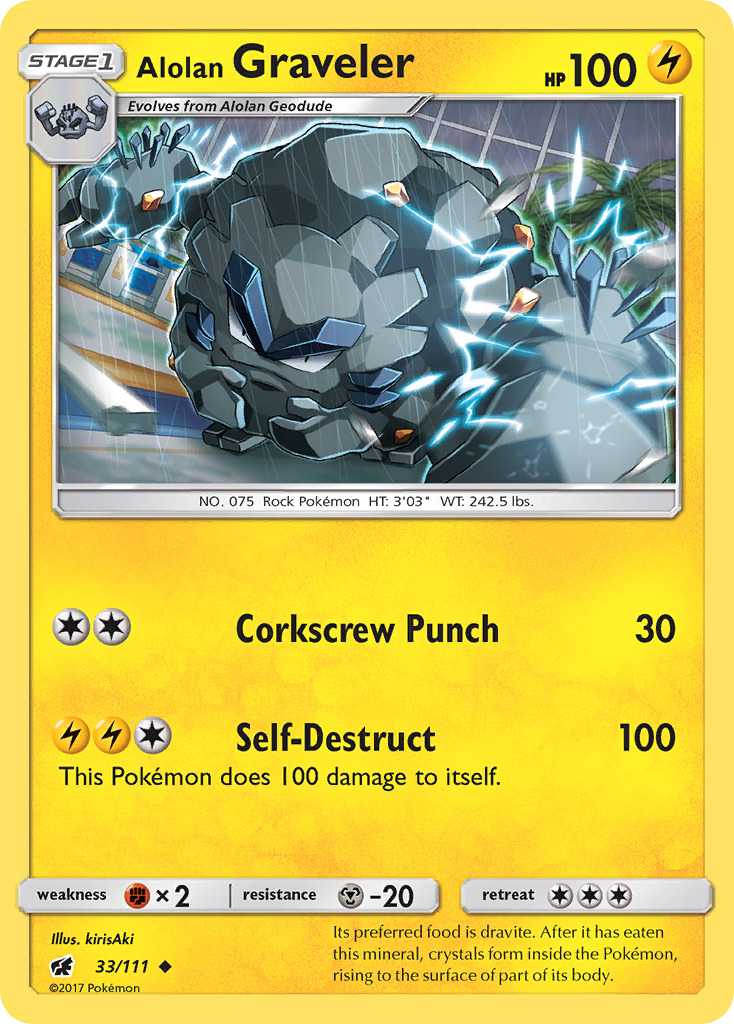 Alolan Graveler (33/111) [Sun & Moon: Crimson Invasion] Reverse Holofoil