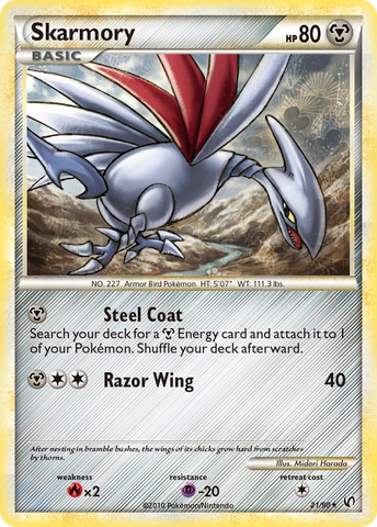 Skarmory (21/90) [HeartGold & SoulSilver: Undaunted] Reverse Holofoil