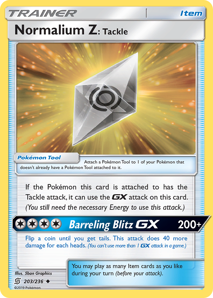 Normalium Z: Tackle (203/236) [Sun & Moon: Unified Minds] Reverse Holofoil