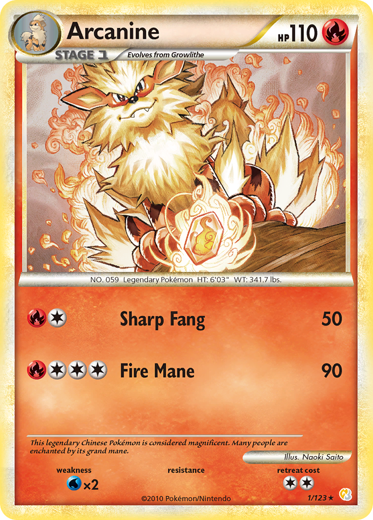 Arcanine (1/123) [HeartGold & SoulSilver: Base Set] Reverse Holofoil