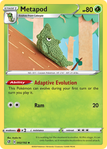 Metapod (002/192) [Sword & Shield: Rebel Clash] Reverse Holofoil