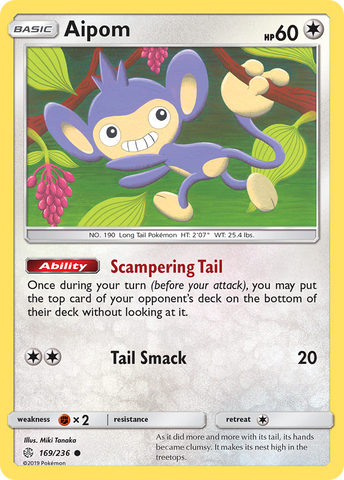 Aipom (169/236) [Sun & Moon: Cosmic Eclipse] Reverse Holofoil
