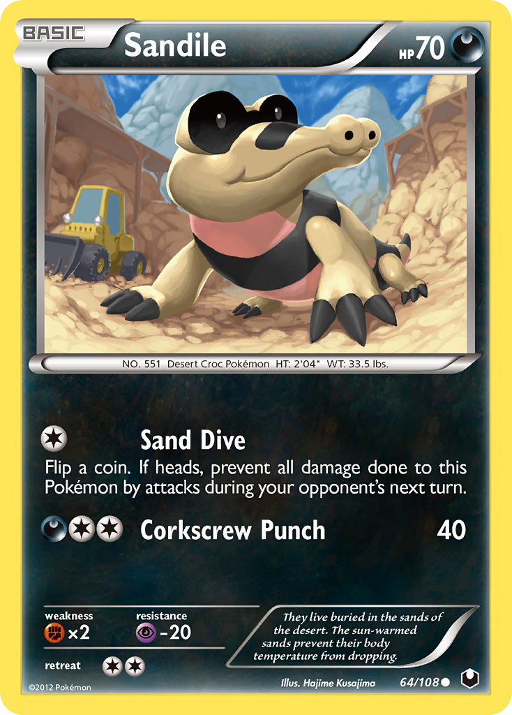 Sandile (64/108) [Black & White: Dark Explorers] Reverse Holofoil