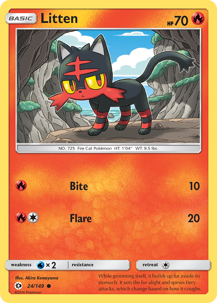 Litten (24/149) [Sun & Moon: Base Set] Reverse Holofoil