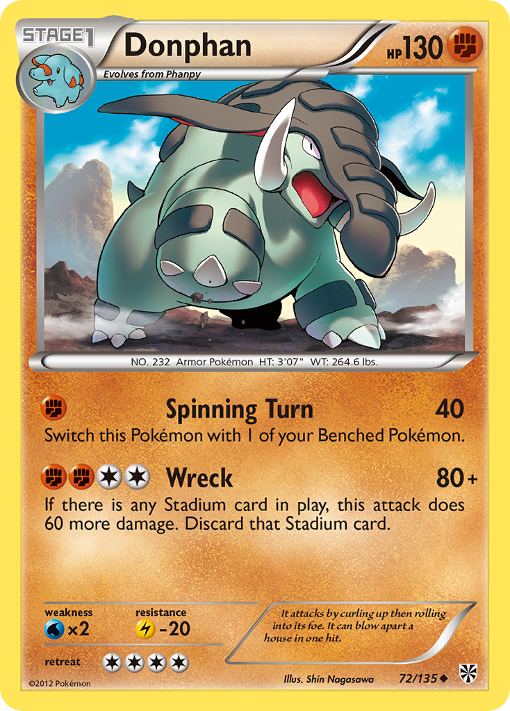 Donphan (72/135) [Black & White: Plasma Storm] Reverse Holofoil
