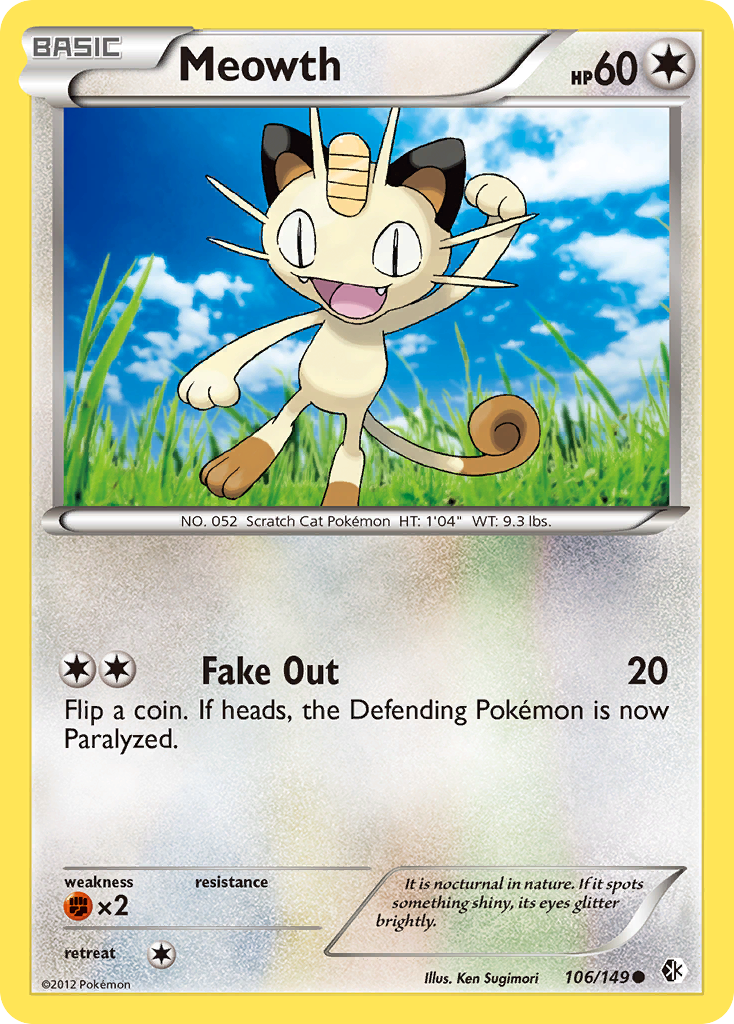 Meowth (106/149) [Black & White: Boundaries Crossed] Reverse Holofoil