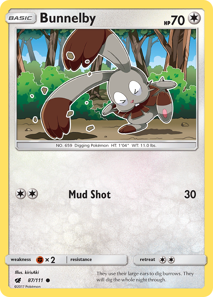 Bunnelby (87/111) [Sun & Moon: Crimson Invasion] Reverse Holofoil