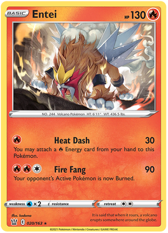 Entei (020/163) [Sword & Shield: Battle Styles] Reverse Holofoil