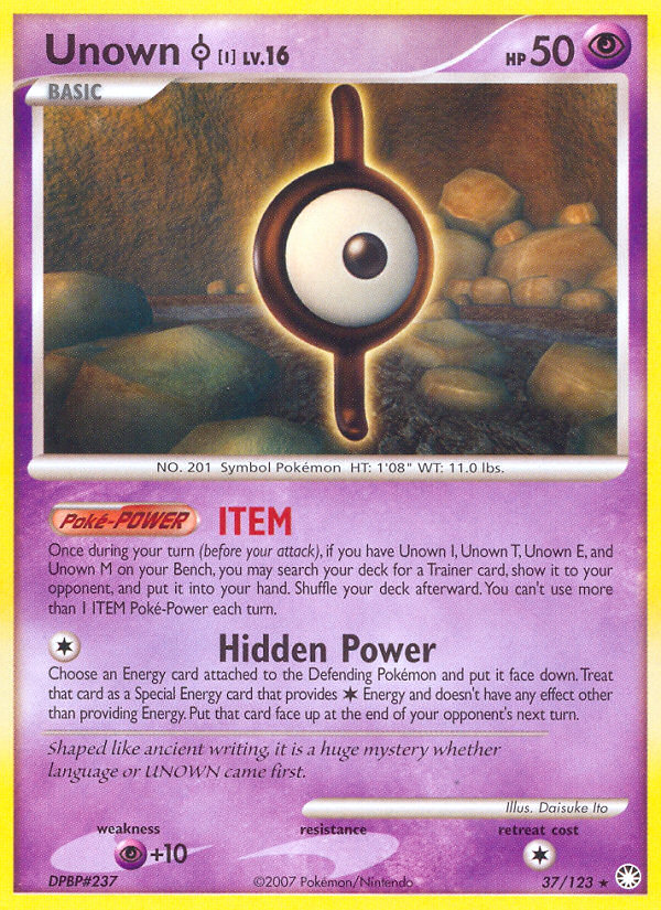 Unown I (37/123) [Diamond & Pearl: Mysterious Treasures] Reverse Holofoil