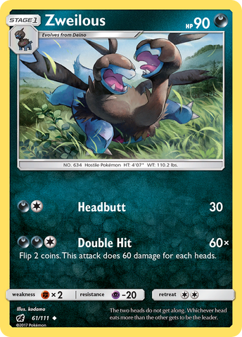 Zweilous (61/111) [Sun & Moon: Crimson Invasion] Reverse Holofoil