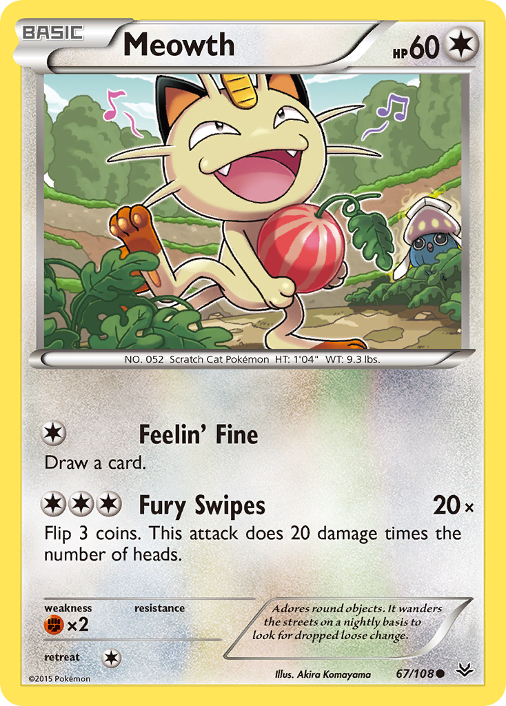 Meowth (67/108) [XY: Roaring Skies] Reverse Holofoil