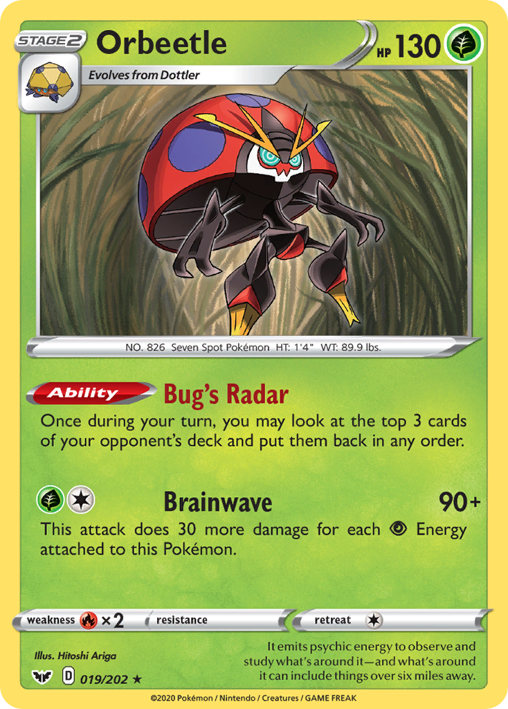 Orbeetle (019/202) [Sword & Shield: Base Set] Reverse Holofoil