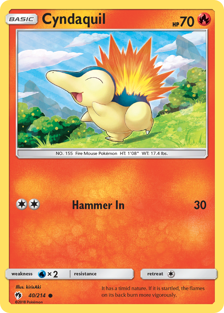 Cyndaquil (40/214) [Sun & Moon: Lost Thunder] Reverse Holofoil