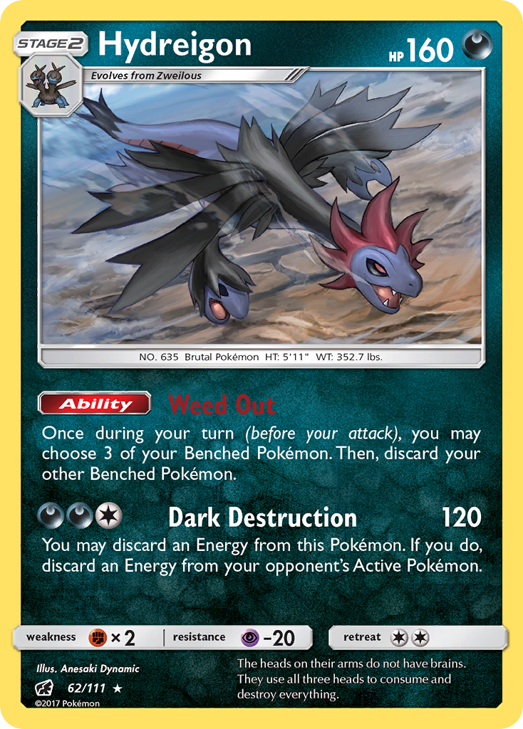 Hydreigon (62/111) [Sun & Moon: Crimson Invasion] Reverse Holofoil