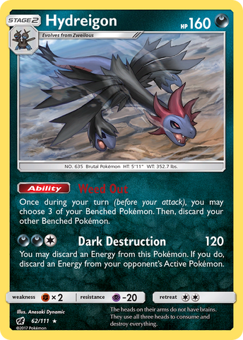 Hydreigon (62/111) [Sun & Moon: Crimson Invasion] Reverse Holofoil