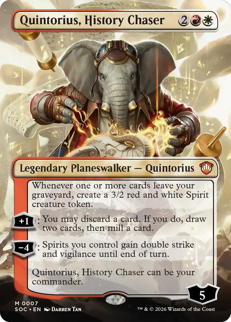 Quintorius, History Chaser (Borderless) [Secrets of Strixhaven Commander] Foil