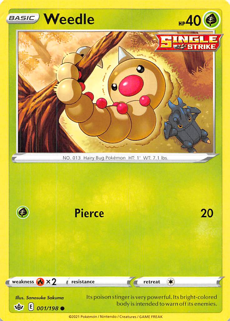 Weedle (001/198) [Sword & Shield: Chilling Reign] Reverse Holofoil