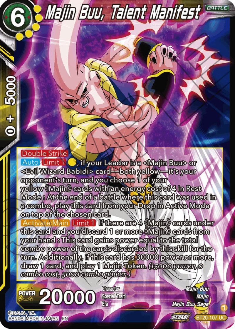 Majin Buu, Talent Manifest (BT20-107) [Power Absorbed] Parallel Foil