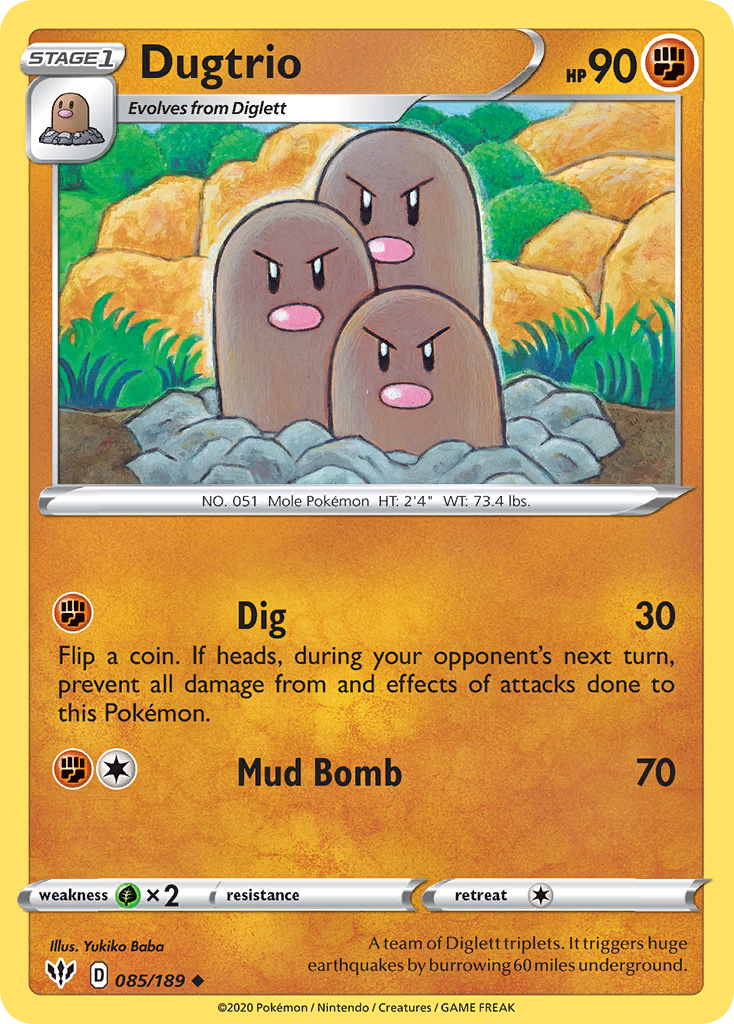 Dugtrio (085/189) [Sword & Shield: Darkness Ablaze] Reverse Holofoil
