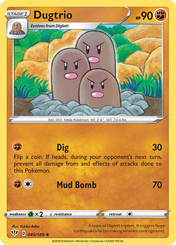 Dugtrio (085/189) [Sword & Shield: Darkness Ablaze] Reverse Holofoil