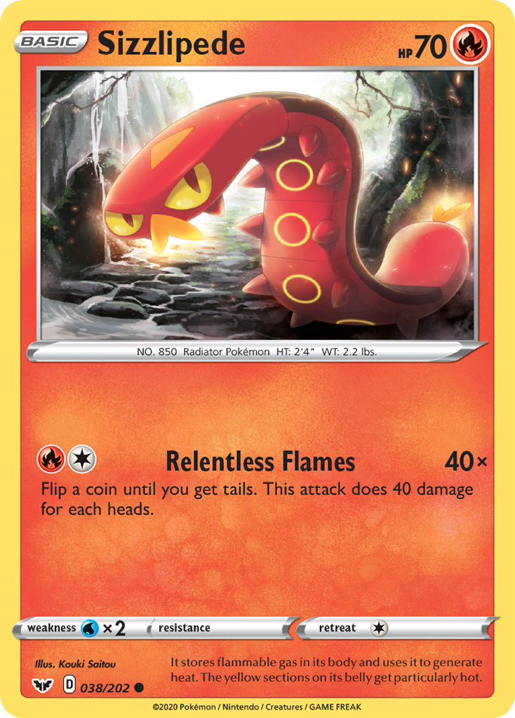 Sizzlipede (038/202) [Sword & Shield: Base Set] Reverse Holofoil