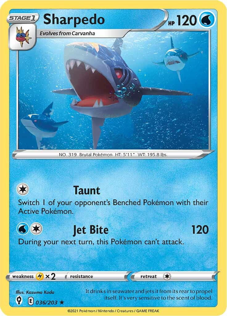Sharpedo (036/203) [Sword & Shield: Evolving Skies] Reverse Holofoil