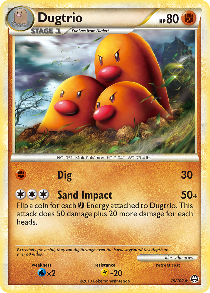 Dugtrio (19/102) [HeartGold & SoulSilver: Triumphant] Reverse Holofoil
