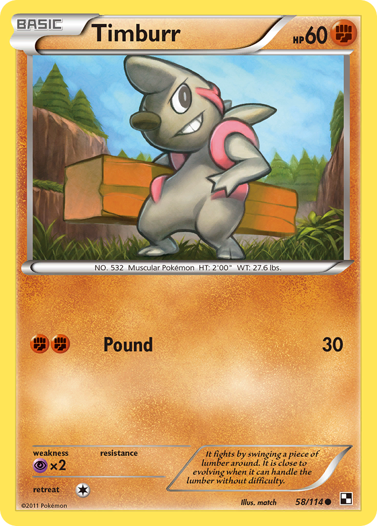 Timburr (58/114) [Black & White: Base Set] Reverse Holofoil