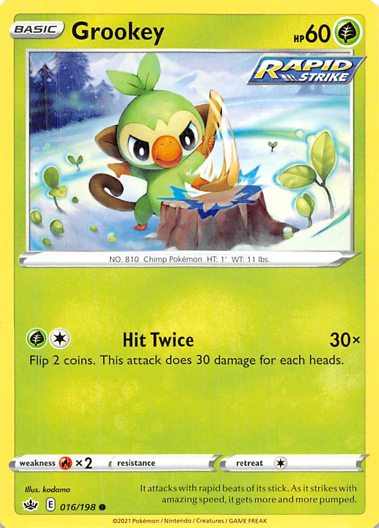 Grookey (016/198) [Sword & Shield: Chilling Reign] Reverse Holofoil