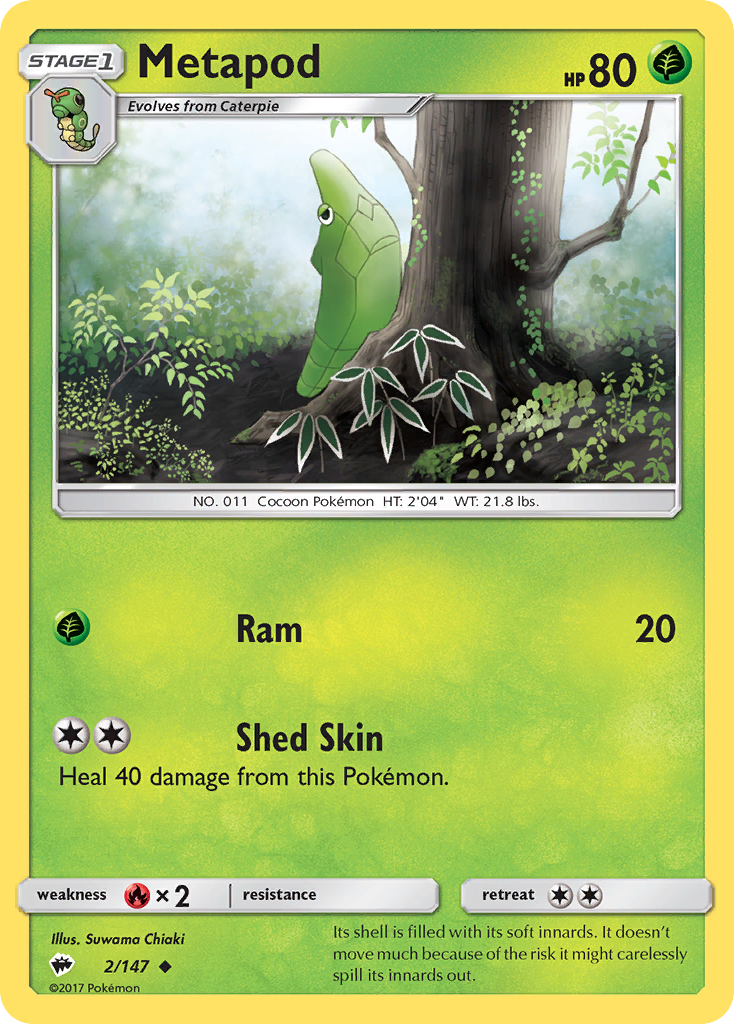 Metapod (2/147) [Sun & Moon: Burning Shadows] Reverse Holofoil