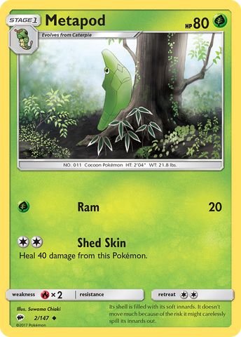 Metapod (2/147) [Sun & Moon: Burning Shadows] Reverse Holofoil