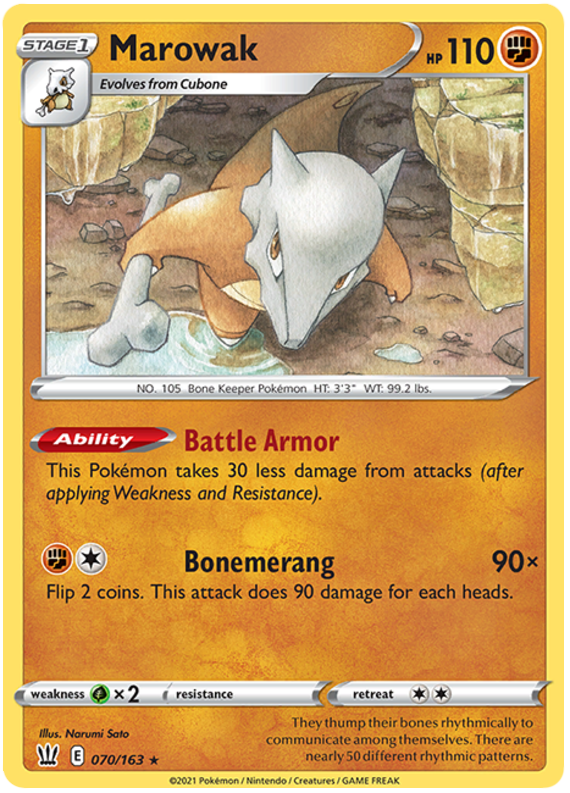 Marowak (070/163) [Sword & Shield: Battle Styles] Reverse Holofoil