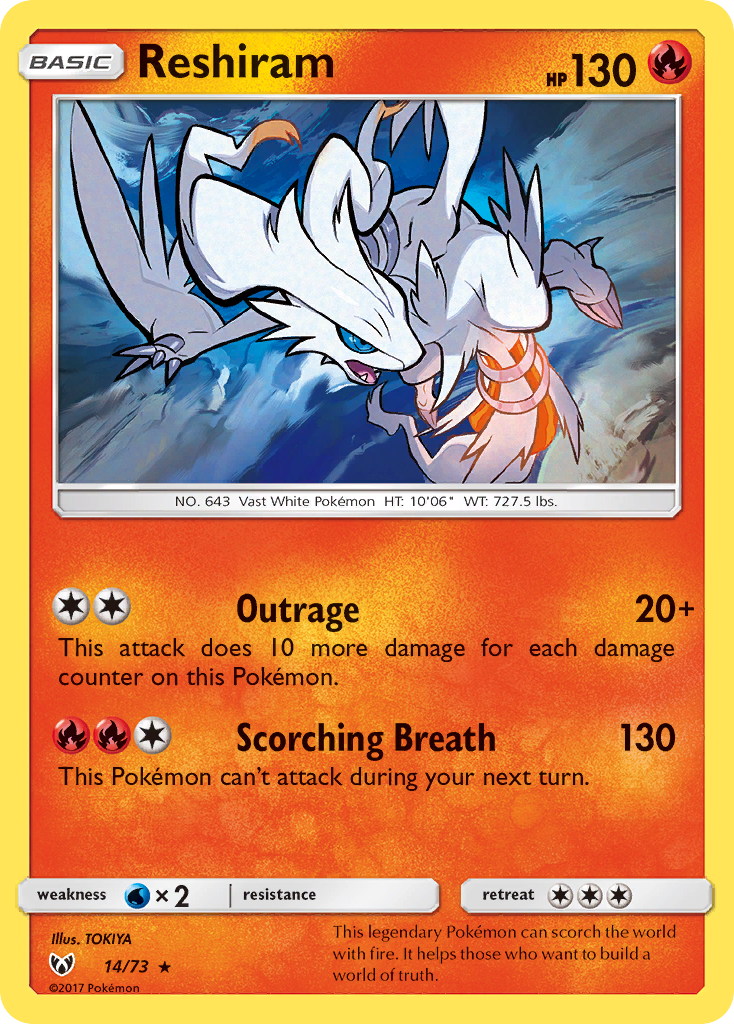 Reshiram (14/73) [Sun & Moon: Shining Legends] Reverse Holofoil