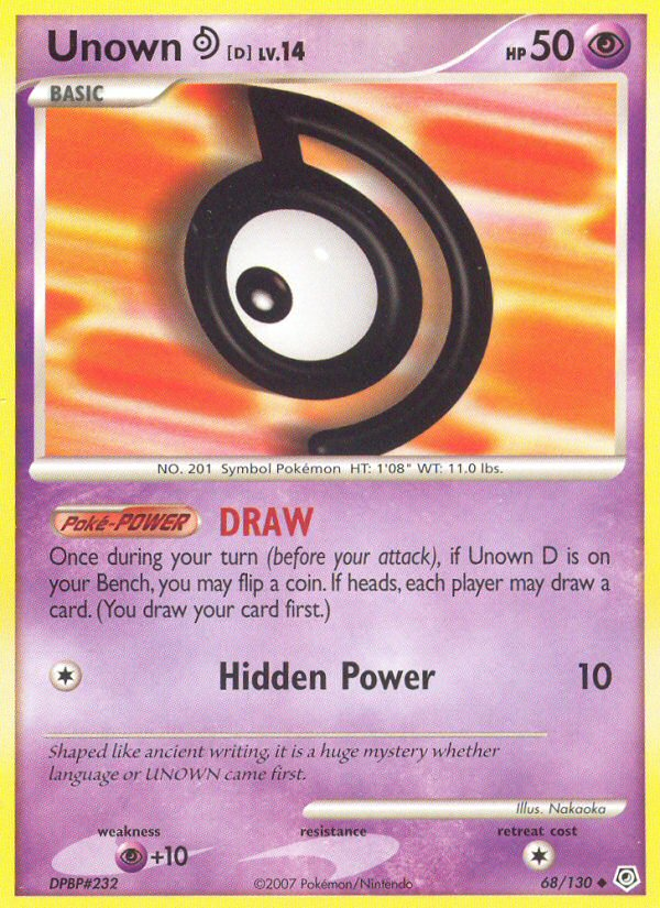 Unown D (68/130) [Diamond & Pearl: Base Set] Reverse Holofoil