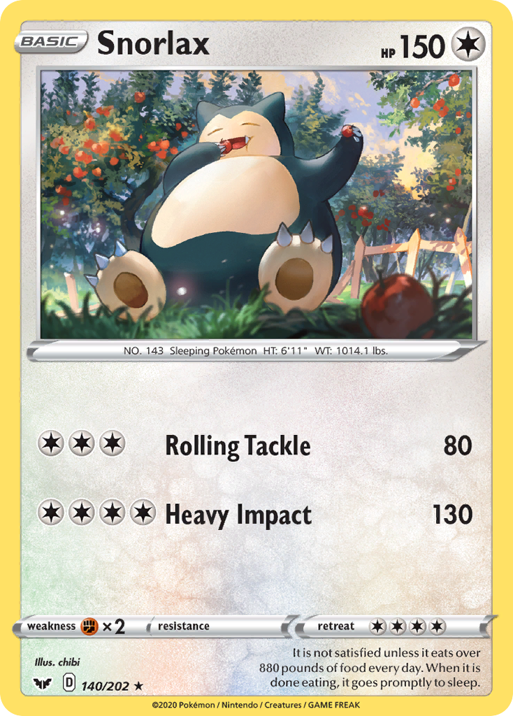 Snorlax (140/202) [Sword & Shield: Base Set] Reverse Holofoil